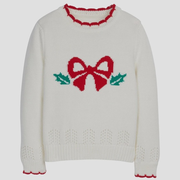 Little English - Holly & Bow Pointelle Sweater - Size: 5T - Picture 1 of 5